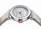 Bvlgari LVCEA Diamonds Silver Mother of Pearl Dial Silver Leather Strap Watch for Women - LVCEA103367