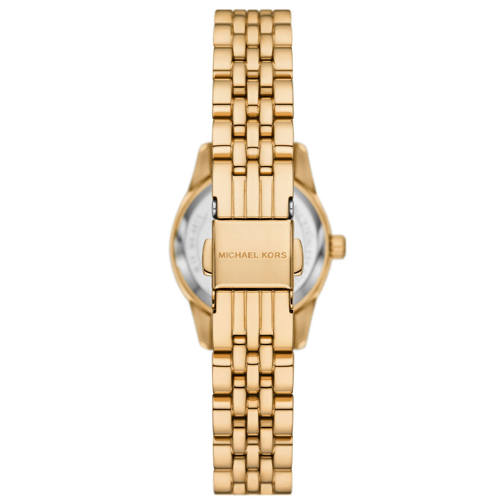 Michael Kors Lexington Three-Hand Blue Dial Gold Steel Strap Watch for Women - MK4802