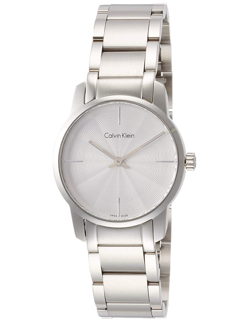 Calvin Klein City White Dial Silver Steel Strap Watch for Women - K2G23146