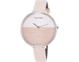 Calvin Klein Rise White Beige Dial Beige Leather Strap Watch for Women - K7A231XH