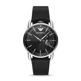 Emporio Armani Aviator Quartz Black Dial Black Leather Strap Watch For Men - AR11336