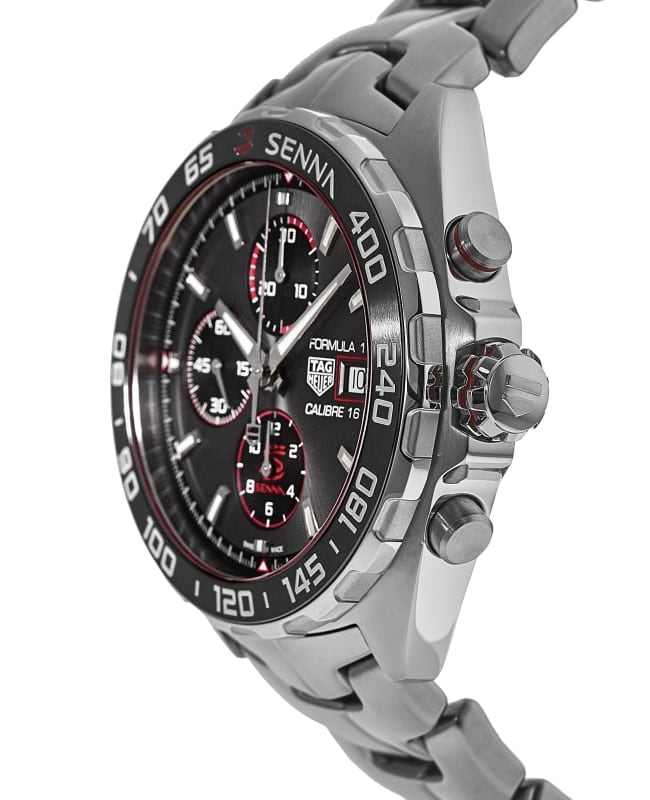 Tag Heuer Formula 1 Chronograph Senna Grey Dial Silver Steel Strap Watch for Men - CAZ201D.BA0633