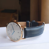 Daniel Wellington Dapper Somerset White Dial Blue Leather Strap Watch For Men - DW00100193