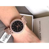 Mhichael Kors Darci Black Dial Rose Gold Steel Strap Watch for Women - MK3402