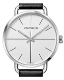 Calvin Klein Even Silver Dial Black Leather Strap Watch for Men - K7B211CY