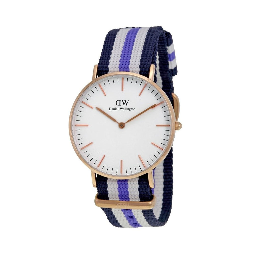 Daniel Wellington Classic Trinity White Dial Three Tone Nylon Strap Watch For Women - 0509DW