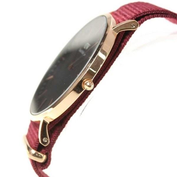 Daniel Wellington Classic Roselyn Black Dial Maroon Nylon Strap Watch For Women - DW00100269