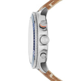 Fossil Bowman Chronograph Blue Dial Brown Leather Strap Watch for Men - FS5602