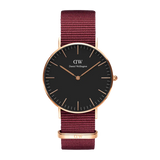 Daniel Wellington Classic Roselyn Black Dial Maroon Nylon Strap Watch For Women - DW00100273