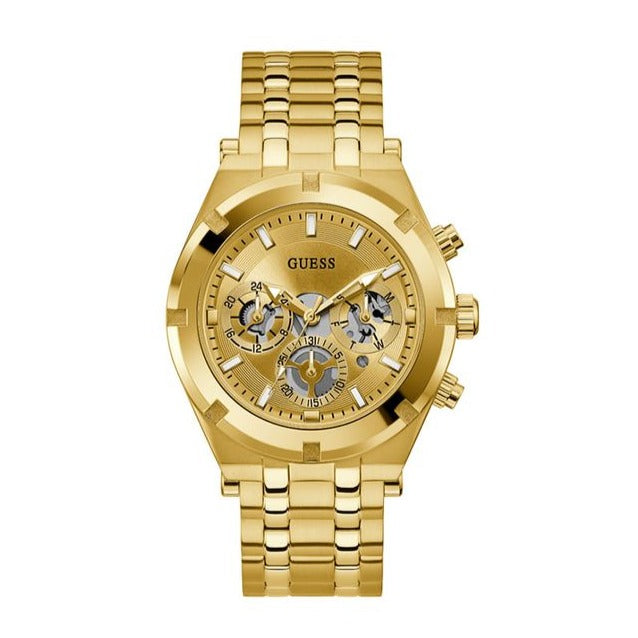 Guess Continental Gold Dial Gold Steel Strap Watch For Men - GW0260G4