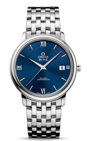 Omega De Ville Prestige Co-Axial Orbis Blue Dial Silver Steel Strap Watch for Men - 424.10.40.20.03.001