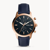 Fossil Townsman Chronograph Blue Dial Blue Leather Strap Watch for Men - FS5436