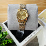 Michael Kors Lexington Quartz Silver Dial Gold Steel Strap Watch For Women - MK3229