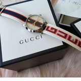 Gucci G Timeless Quartz White Dial Two Tone NATO Strap Watch For Men - YA1264071
