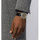 Versace Univers Beige Dial Black Leather Strap Watch for Men - VEBK00218