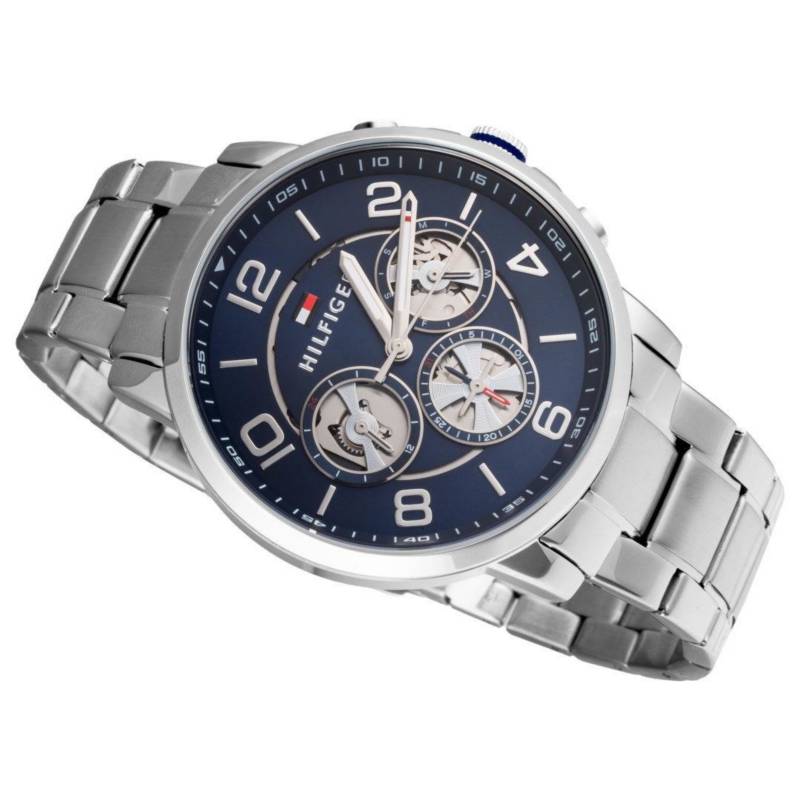 Tommy Hilfiger Keagan Blue Dial Silver Steel Strap Watch for Men - 1791293