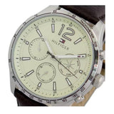 Tommy Hilfiger Gavin Chronograph White Dial Brown Leather Strap Watch for Men - 1791467