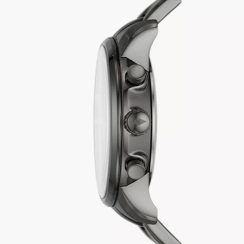 Fossil Goodwin Chrono Analog Black Dial Grey Steel Strap Watch for Men - FS5518