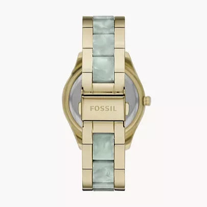 Fossil Stella Multifunction Gold Dial Two Tone Steel Strap Watch for Women - ES4757