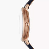 Fossil Jacqueline Blue Dial Blue Leather Strap Watch for Women - ES4673