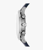 Emporio Armani Giovanni T Bar Chronograph Quartz Blue Dial Blue Leather Strap Watch For Men - AR11226