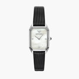Emporio Armani Gioia Analog Mother of Pearl Dial Black Leather Strap Watch For Women - AR11148