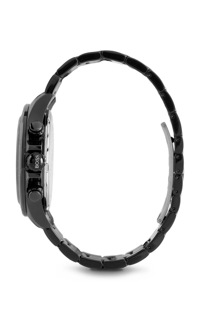 Hugo Boss Ikon Chronograph Black Dial Black Steel Strap Watch for Men - 1512961