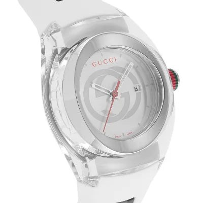Gucci Sync Quartz White Dial White Rubber Strap Unisex Watch - YA137302