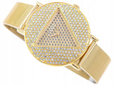 Guess Iconic Diamonds Gold Dial Gold Mesh Bracelet Watch For Women - GW0477L2