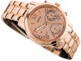 Guess Mini Sunrise Chronograph Quartz Rose Gold Dial Rose Gold Steel Strap Watch For Women - W0448L3