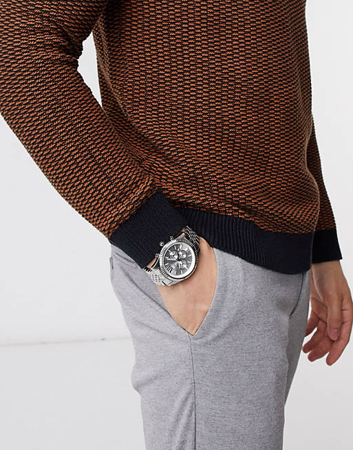 Michael Kors Lexington Silver Dial Silver Steel Strap Watch for Men - MK8405