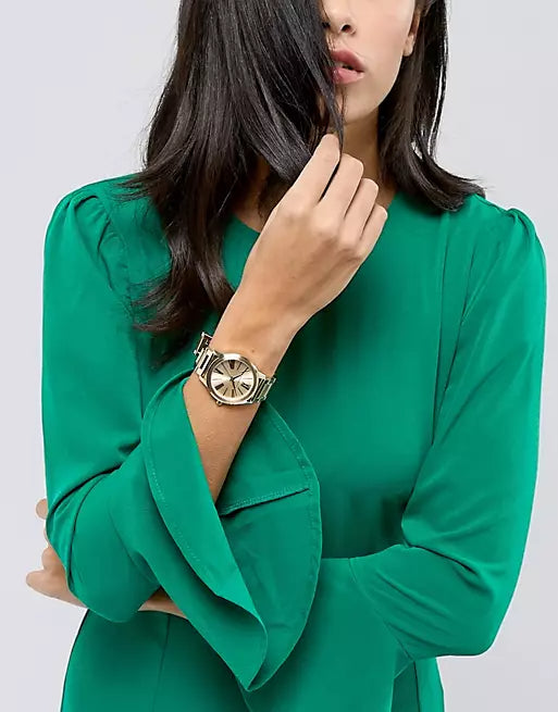 Michael Kors Hartman Quartz Gold Dial Gold Steel Strap Watch For Women - MK3490