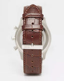 Hugo Boss Ambassador Chronograph Silver Dial Brown Leather Strap Watch For Men - HB1513195