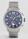 Tommy Hilfiger Jackson Chronograph Blue Dial Silver Steel Strap Watch for Men - 1791242