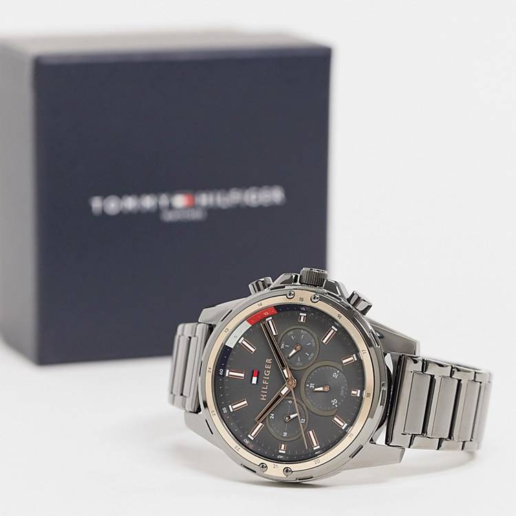 Tommy Hilfiger Mason Grey Dial Grey Steel Strap Watch for Men - 1791790