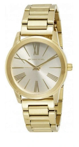 Michael Kors Hartman Quartz Gold Dial Gold Steel Strap Watch For Women - MK3490