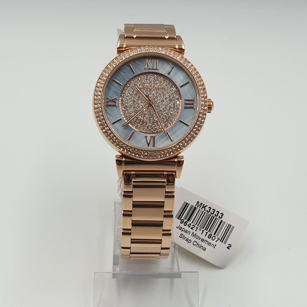 Michael Kors Kerry Mother of Pearl Dial Rose Gold Steel Strap Watch for Women - MK3333