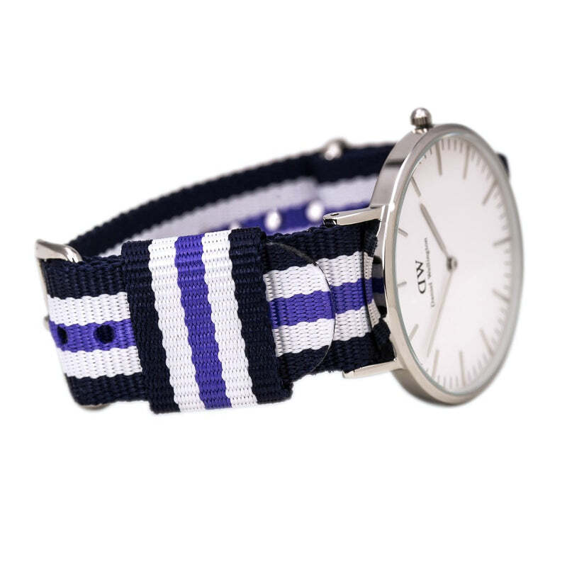 Daniel Wellington Classic Trinity White Dial Three Tone Nylon Strap Watch For Women - 0609DW
