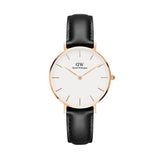 Daniel Wellington Petite Sheffield White Dial Black Leather Strap Watch For Women - DW00100174