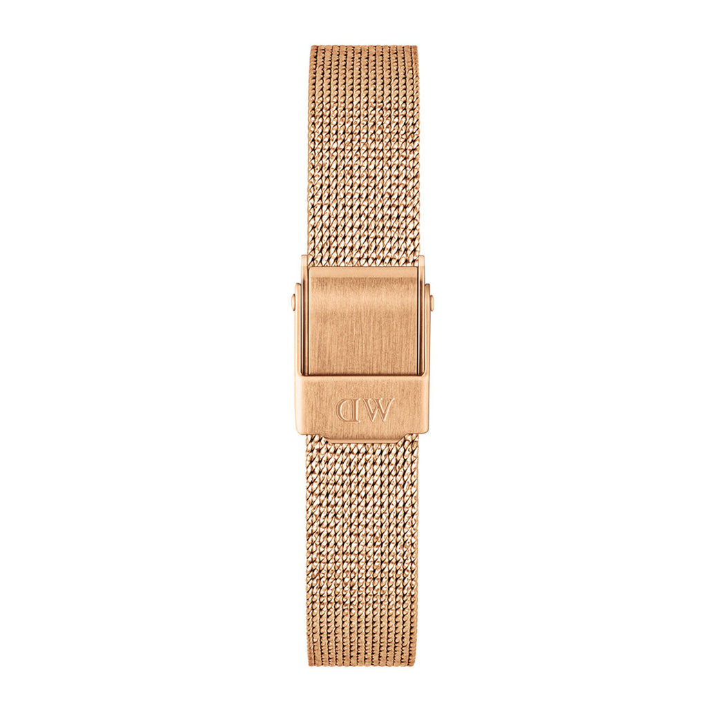Daniel Wellington Quadro Melrose Black Dial Rose Gold Mesh Bracelet Watch For Women - DW00100432