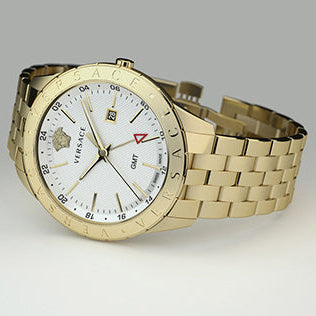 Versace Univers Quartz White Dial Gold Steel Strap Watch for Men - VEBK00518