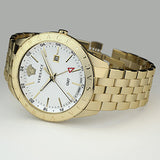 Versace Univers Quartz White Dial Gold Steel Strap Watch for Men - VEBK00518