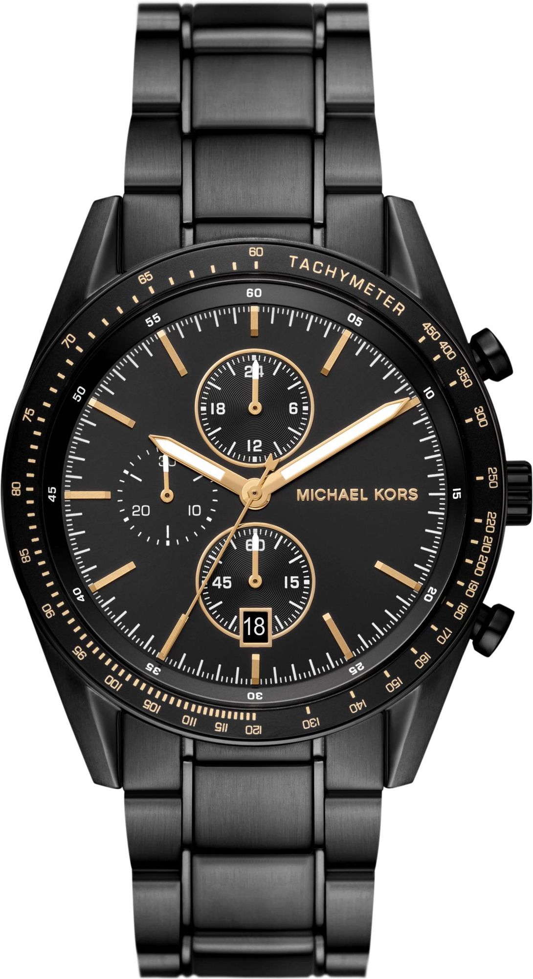 Michael Kors Warren Chronograph Black Dial Black Steel Strap  display picture 2