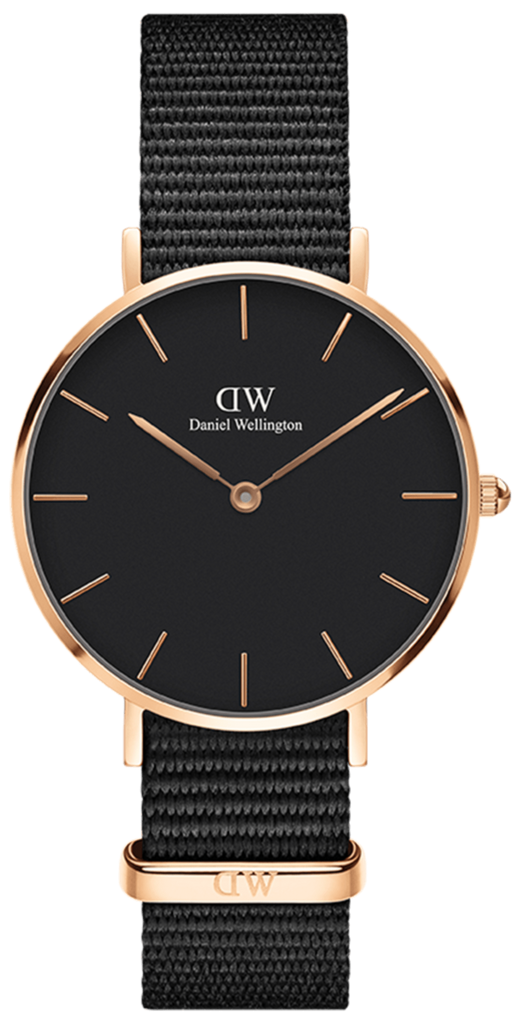 Daniel Wellington Classic Bayswater Black Dial Black NATO Strap Watch For Women - DW00100281