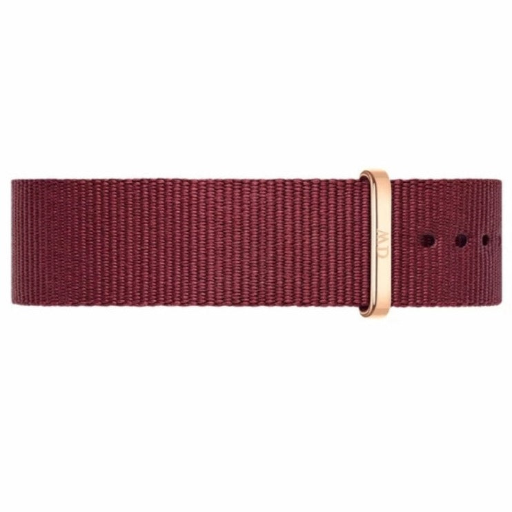 Daniel Wellington Classic Roselyn White Dial Maroon Nylon Strap Watch For Women - DW00100267