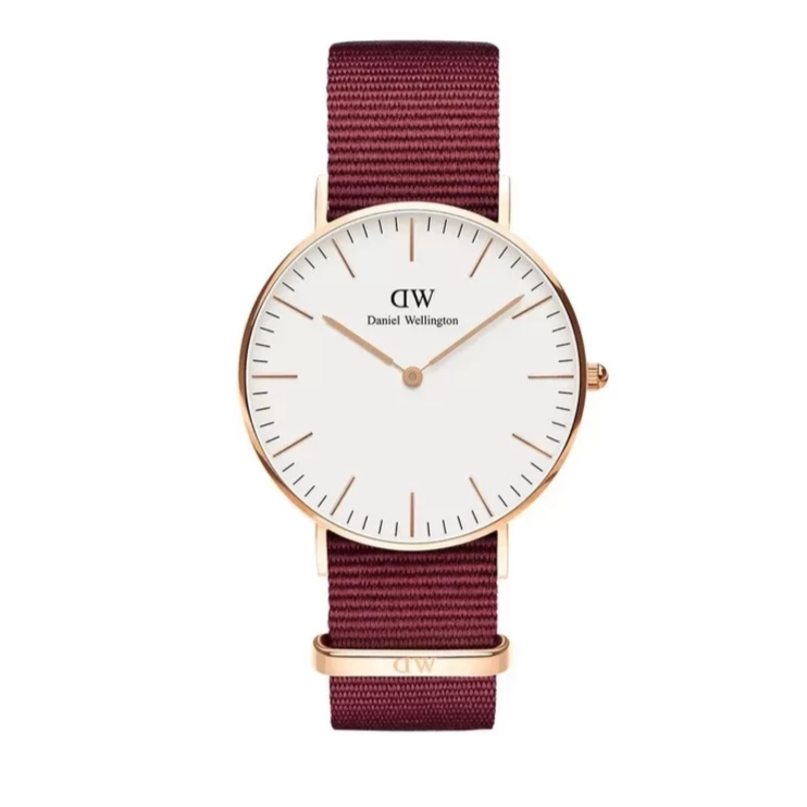 Daniel Wellington Classic Roselyn White Dial Red NATO Strap Watch For Women - DW00100271