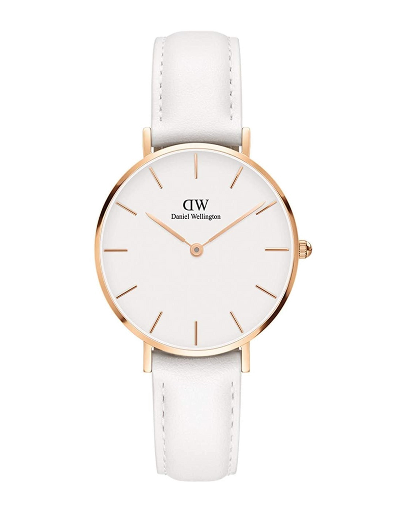 Daniel Wellington Petite Bondi White Dial White Leather Strap Watch for Women - DW00100189