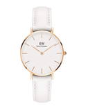 Daniel Wellington Petite Bondi White Dial White Leather Strap Watch for Women - DW00100189