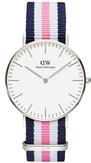 Daniel Wellington Classic Southampton White Dial Three Tone Nylon Strap Watch For Women - DW00100050