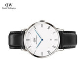 Daniel Wellington Dapper Sheffield White Dial Black Leather Strap Watch For Men - DW00100088